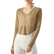 Load image into Gallery viewer, V-Neck Semi-Perspective Long Sleeves Top