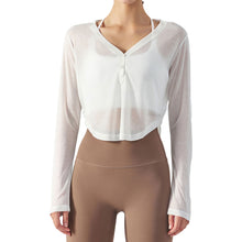 Load image into Gallery viewer, V-Neck Semi-Perspective Long Sleeves Top